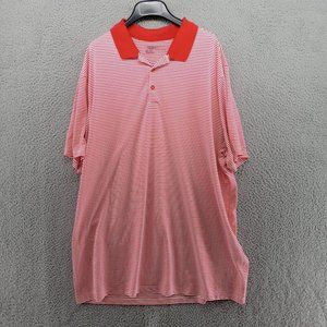 Nike Golf Shirt Mens‎ XXL Red White Contrast Stripe Standard Dri-Fit